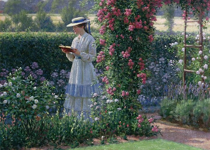 Garden Greeting Card featuring the painting Sweet Solitude by Edmund Blair Leighton