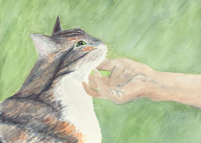 Cat Greeting Card featuring the painting Sweet Spot by Kathryn Riley Parker