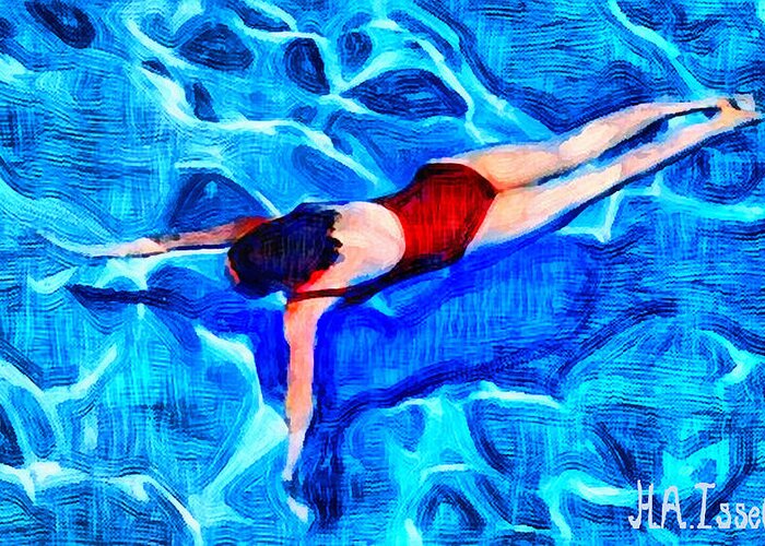 Water Greeting Card featuring the digital art Swim and Dive VIII by Humphrey Isselt