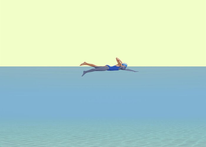 Minimal Greeting Card featuring the photograph Swimming girl by Caterina Theoharidou