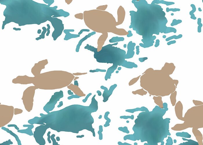 Turtle Greeting Card featuring the digital art Swimming Turtles by April Burton