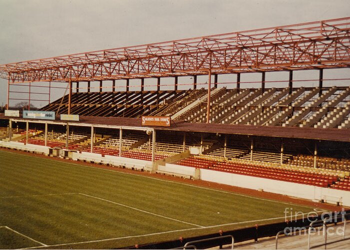  Greeting Card featuring the photograph Swindon - County Ground - Main Stand 2 - 1970s by Legendary Football Grounds
