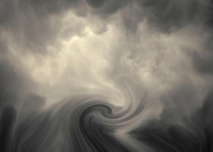 Black Greeting Card featuring the photograph Swirl Wave VI Toned by David Gordon