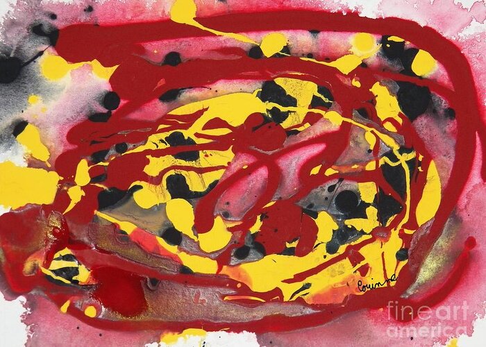 Abstract Greeting Card featuring the painting Swirling Fire by Corinne Elizabeth Cowherd