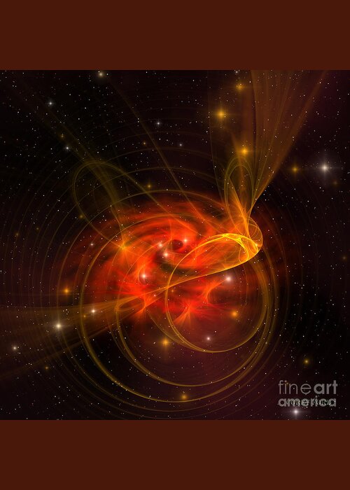 Science Fiction Greeting Card featuring the painting Swirling Galaxy by Corey Ford