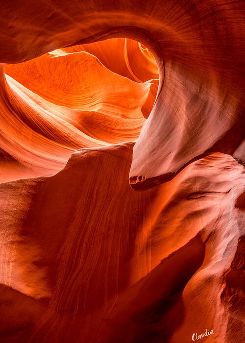 Lower Antelope Canyon Greeting Card featuring the photograph Swirls of Rock by Claudia Abbott