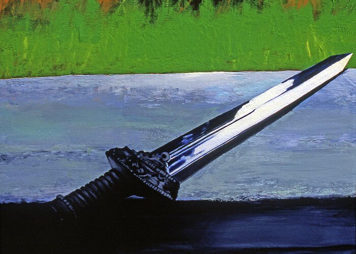 English Sword Greeting Card featuring the painting Sword of Protection by Rene Capone