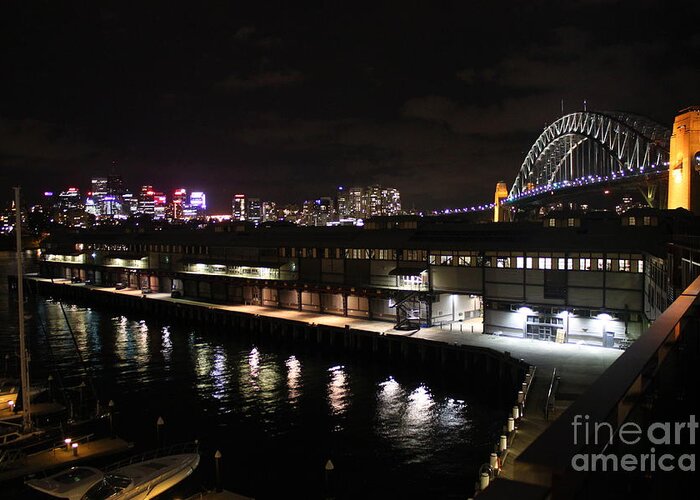 Sydney Harbor Greeting Card featuring the photograph Sydney Harbor at Night by Bev Conover