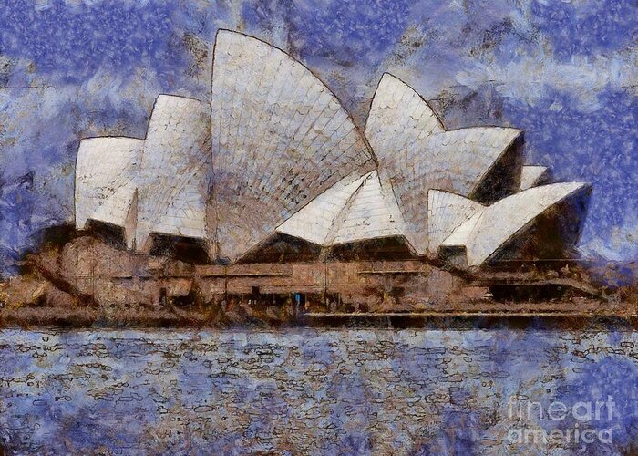 Sydney Greeting Card featuring the digital art Sydney Opera House by Fran Woods