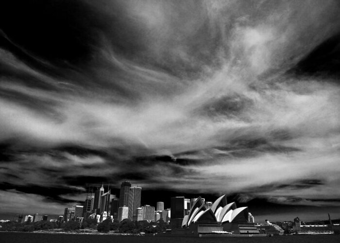 Sydney Greeting Card featuring the photograph Sydney skyline with dramatic sky by Sheila Smart Fine Art Photography