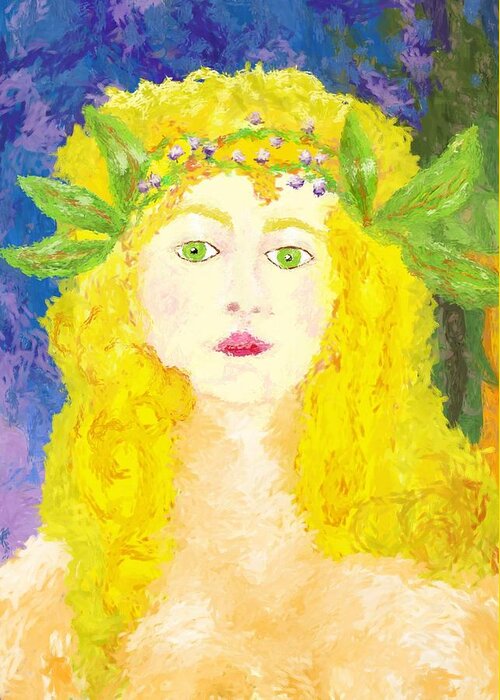Woman Greeting Card featuring the painting Sylph of Spring by Shelley Bain