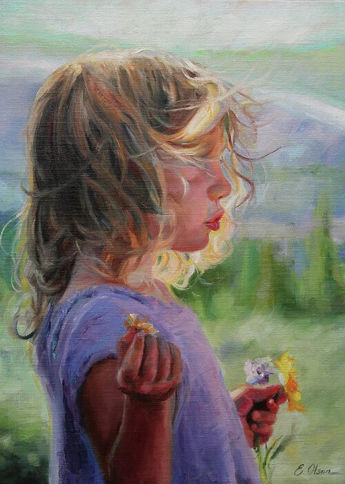 Little Girl Greeting Card featuring the painting Sylvia by Emily Olson