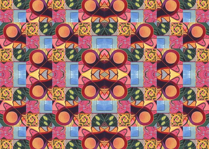 Symmetry Greeting Card featuring the digital art Synchronicity - A T J O D 1 and 9 Arrangement by Helena Tiainen