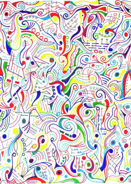 Mazes Greeting Card featuring the drawing Synesthesia by Steven Natanson