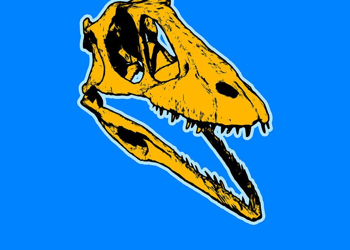 Dinosaur Greeting Card featuring the painting T-Rex Graphic by Pixel Chimp