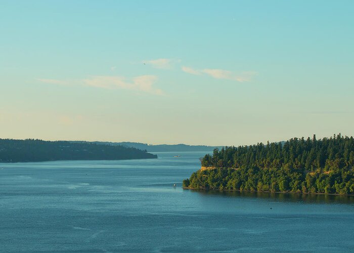  Greeting Card featuring the photograph Tacoma Narrows and Commencement Bay II by E Faithe Lester