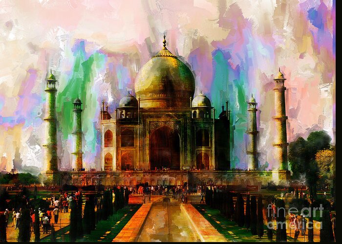 Art Greeting Card featuring the painting Taj Mehal 009 by Gull G