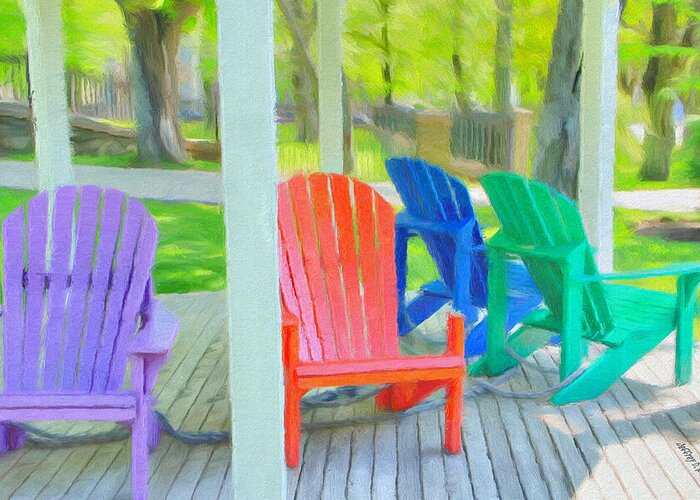 Halifax Greeting Card featuring the painting Take a Seat but Don't Take a Chair by Jeffrey Kolker