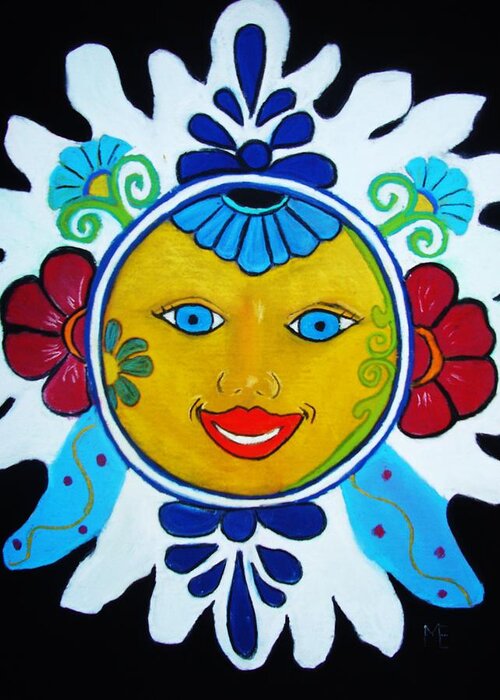 Sun Greeting Card featuring the painting Talavera Sun by Melinda Etzold
