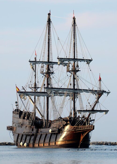 Tall Ship Challenge Greeting Card featuring the photograph Tall Ship El Galeon Andalucia by Ann Bridges