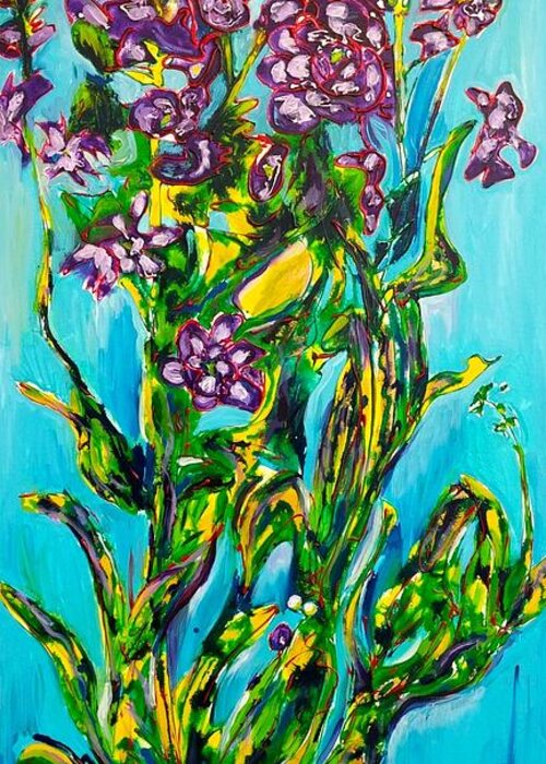 Floral Greeting Card featuring the painting Taller and Stronger by Catherine Gruetzke-Blais