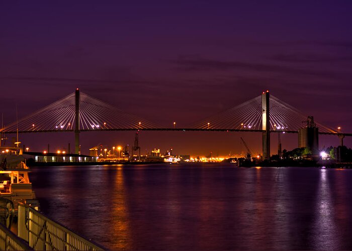 Savannah Greeting Card featuring the photograph Talmadge Memorial Bridge From River Street HDR by Jason Blalock