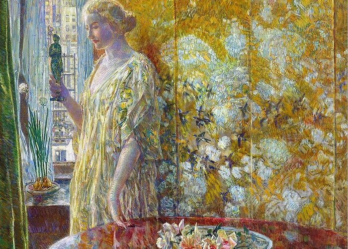 Frederick Childe Hassam  Greeting Card featuring the painting Tanagra by MotionAge Designs