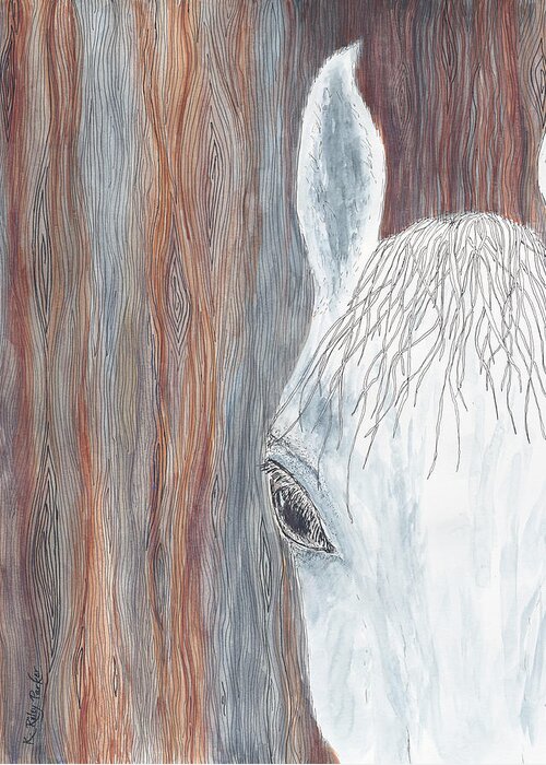 Horse Greeting Card featuring the painting Stalled by Kathryn Riley Parker
