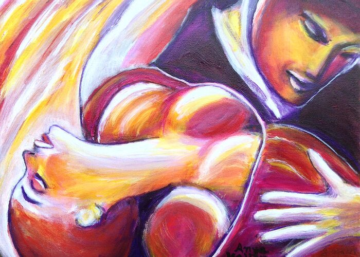 Tango Greeting Card featuring the painting Tango Passion by Anya Heller
