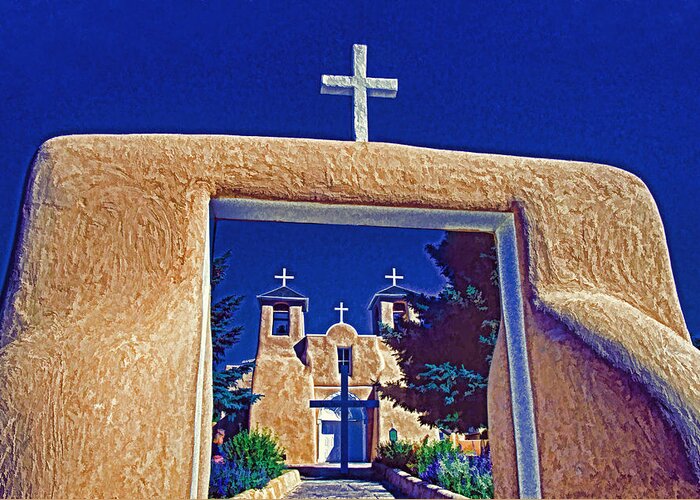Southwest Greeting Card featuring the photograph Taos Church by Dennis Cox