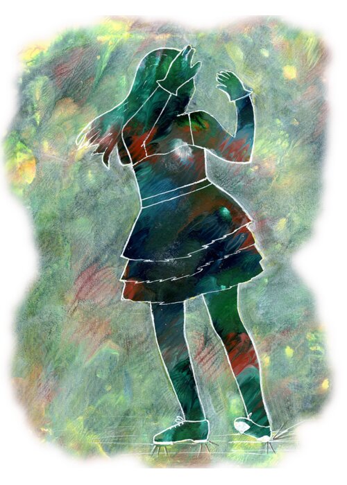 Silhouette Greeting Card featuring the painting Tap Dancer 1 - Green by Lori Kingston