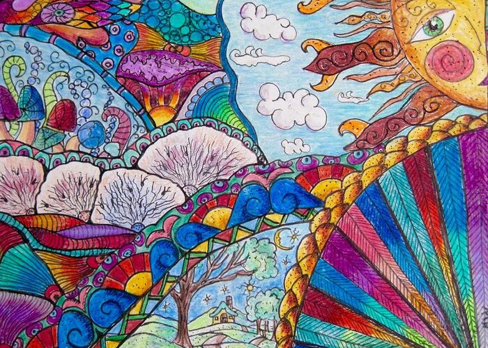 Drawings Greeting Card featuring the drawing Tapestry of Joy by Megan Walsh