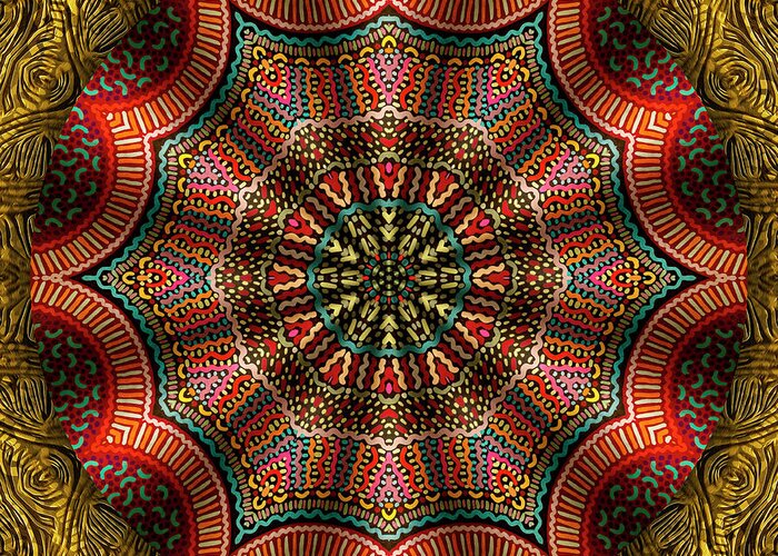 Recycled Music Mandalas Greeting Card featuring the digital art Tapestry Of The Golden Gate Ferry by Becky Titus