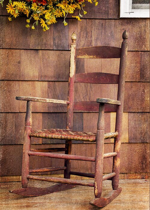 Tappan Greeting Card featuring the photograph Tappan Chairs Rocker, Sandwich, NH by Betty Denise