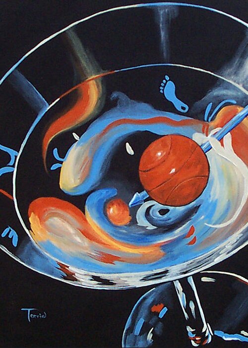 Basketball Greeting Card featuring the painting Tar Heel Martini by Torrie Smiley