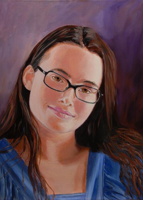 Portrait Greeting Card featuring the painting Taryn Snow by Quwatha Valentine