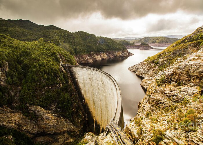 Dam Greeting Card featuring the photograph Tasmania Hydropower Dam by Jorgo Photography