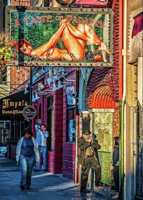 Street Photography Greeting Card featuring the photograph Taste of Paradise in SF by Ed Broberg