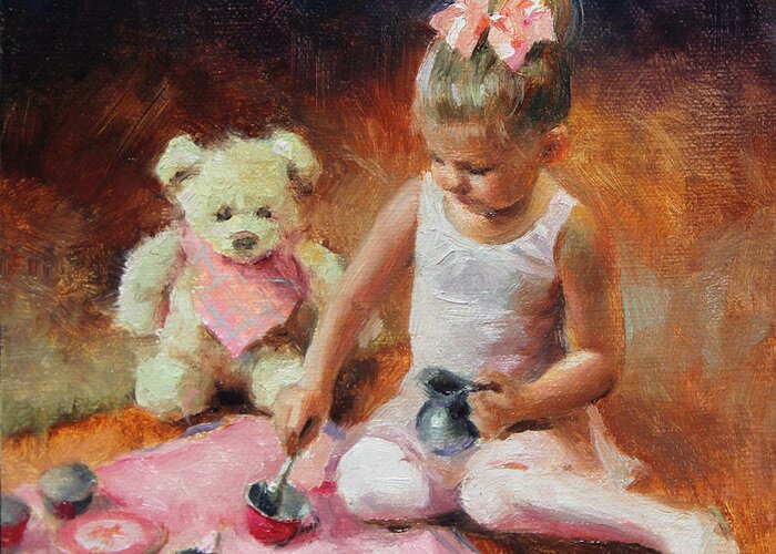 Ballerina Greeting Card featuring the painting Tea for Two by Anna Rose Bain