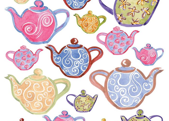 Tea Greeting Card featuring the digital art Tea For Two by Sarah Hough