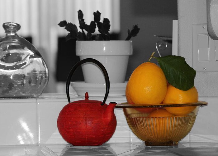 Kitchen Greeting Card featuring the photograph Teapot by Colleen Cornelius