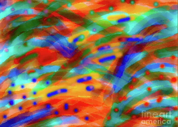 Abstract With Bold Bright Colors Greeting Card featuring the digital art Tear Drops by Gayle Price Thomas