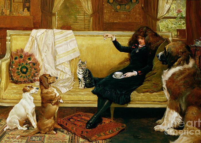 Teatime Greeting Card featuring the painting Teatime Treat by John Charlton