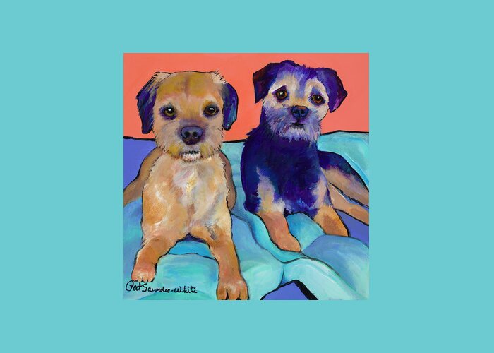Pat Saunders-white Greeting Card featuring the painting Teddy and Max by Pat Saunders-White