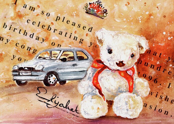 Truffle Mcfurry Greeting Card featuring the painting Teddy Bear William by Miki De Goodaboom