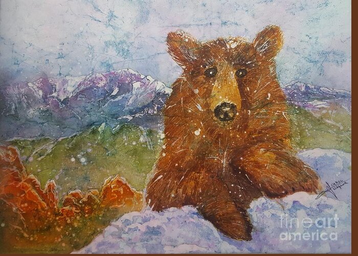 Garden Of The Gods Greeting Card featuring the painting Teddy wakes up in the most desireable city in the nation by Carol Losinski Naylor