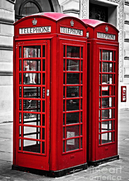 London Greeting Card featuring the photograph Telephone boxes in London by Elena Elisseeva