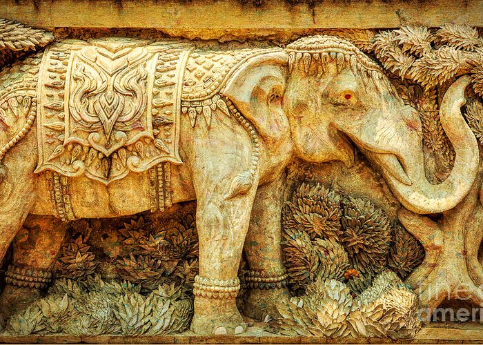 Elephant Greeting Card featuring the photograph Temple Elephant by Adrian Evans