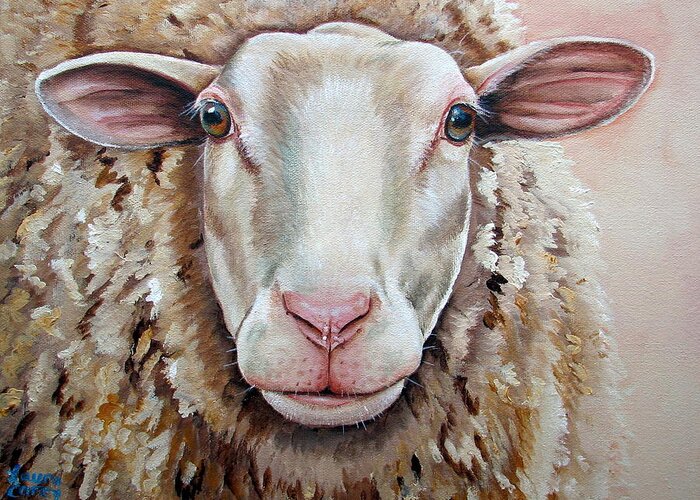 Sheep Greeting Card featuring the painting Temple by Laura Carey