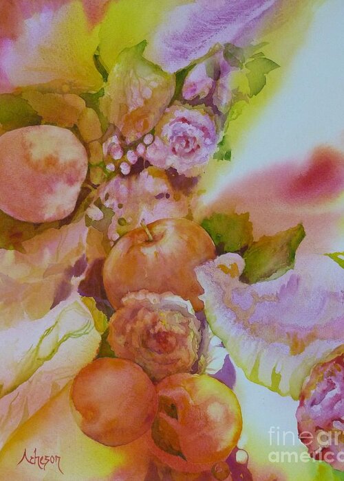 Apple Greeting Card featuring the painting Temptation by Donna Acheson-Juillet